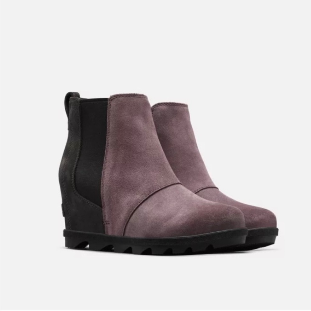 Sorel Joan of Arctic Wedge II Chelsea Purple Sage Suede Leather Sz 8.5